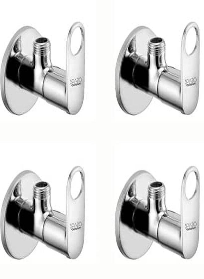 SPAZIO صنبور زاوية من الفولاذ المقاوم للصدأ من مجموعة SPAZIO MAX / صمام زاوية، حنفيات حمام، صنبور إيقاف زاوية، حوض غسيل، صنبور سخان مياه، مطلي بالكروم مع شفة جدارية، عبوة من 4 قطع - Image 1